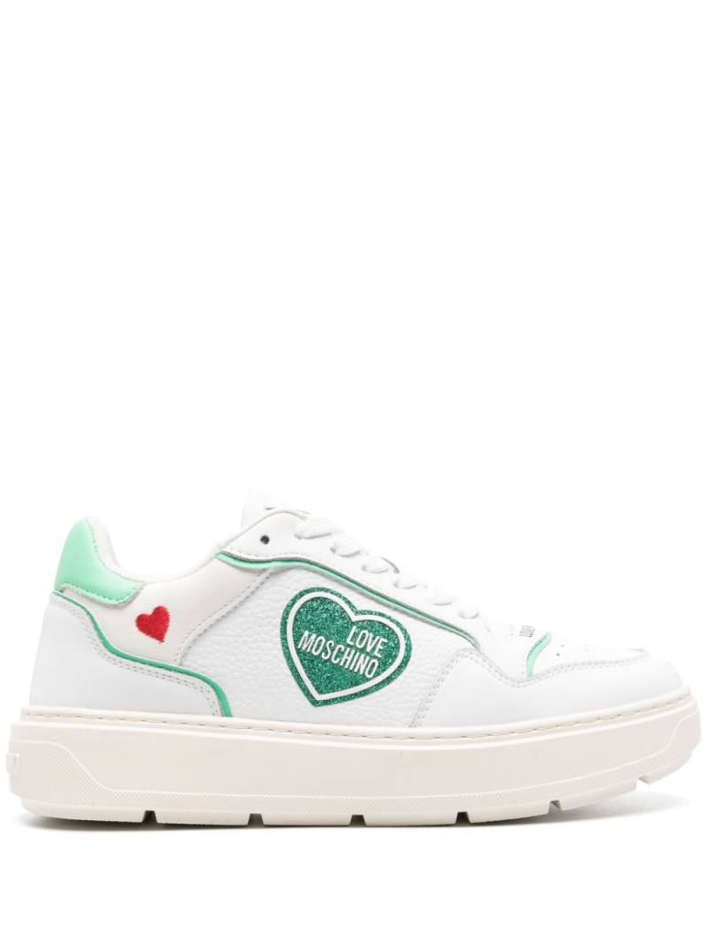 Love Moschino glitter-detailed leather sneakers - White von Love Moschino