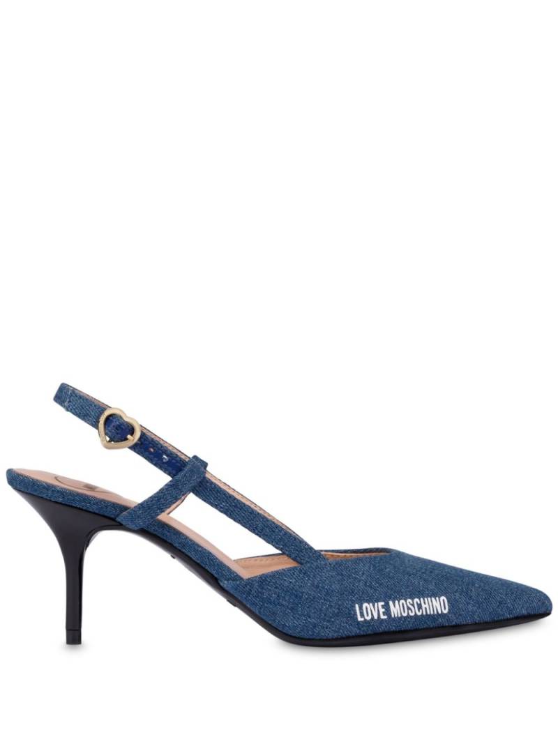 Love Moschino heart detailed denim pumps - Blue von Love Moschino