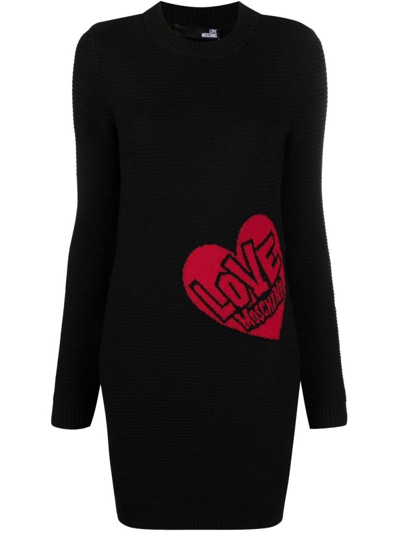 Love Moschino heart motif knitted minidress - Black von Love Moschino