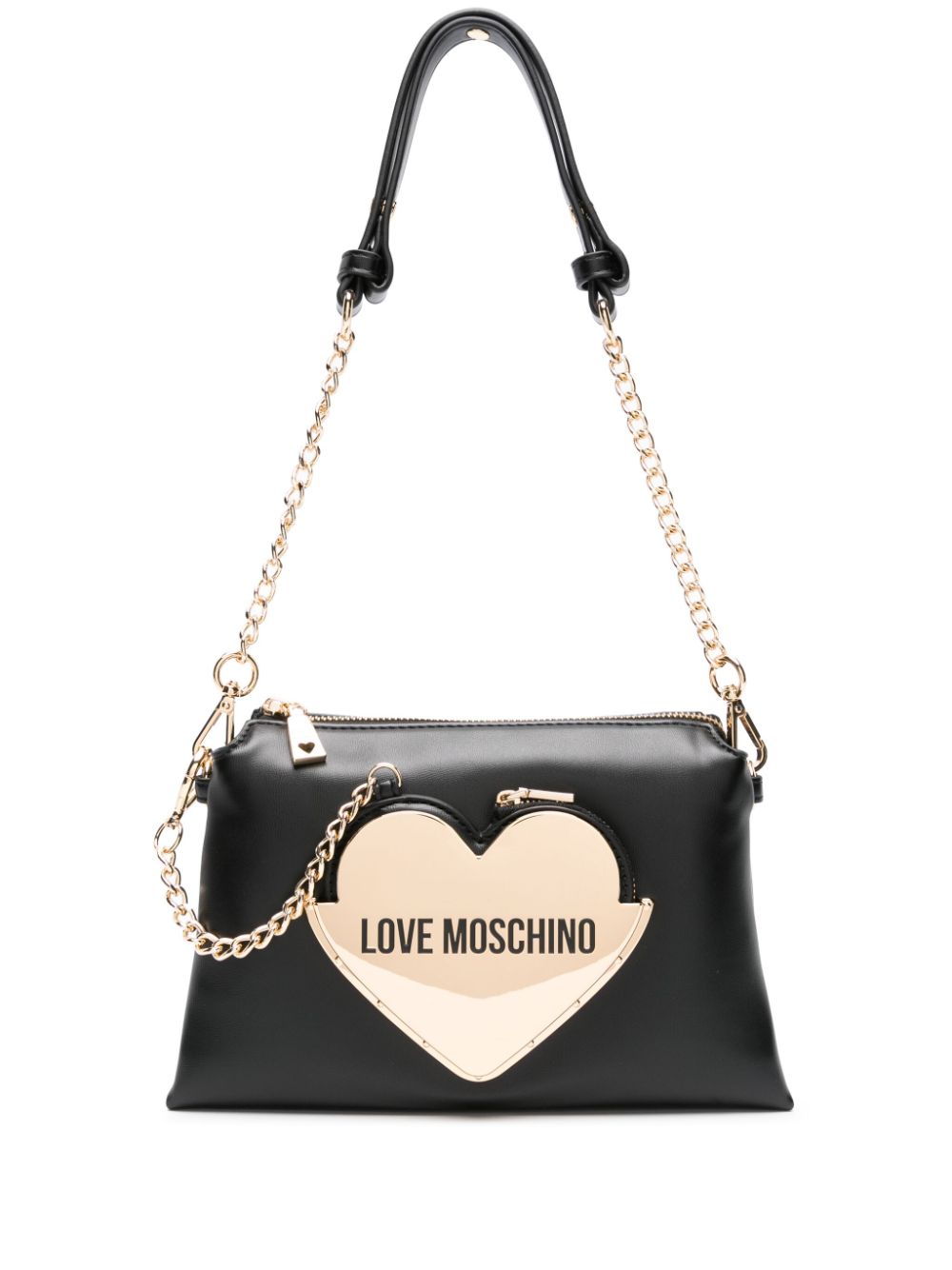 Love Moschino heart-plaque faux-leather shoulder bag - Black von Love Moschino