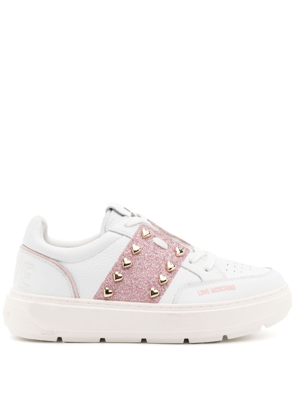 Love Moschino heart-stud lace-up sneakers - White von Love Moschino