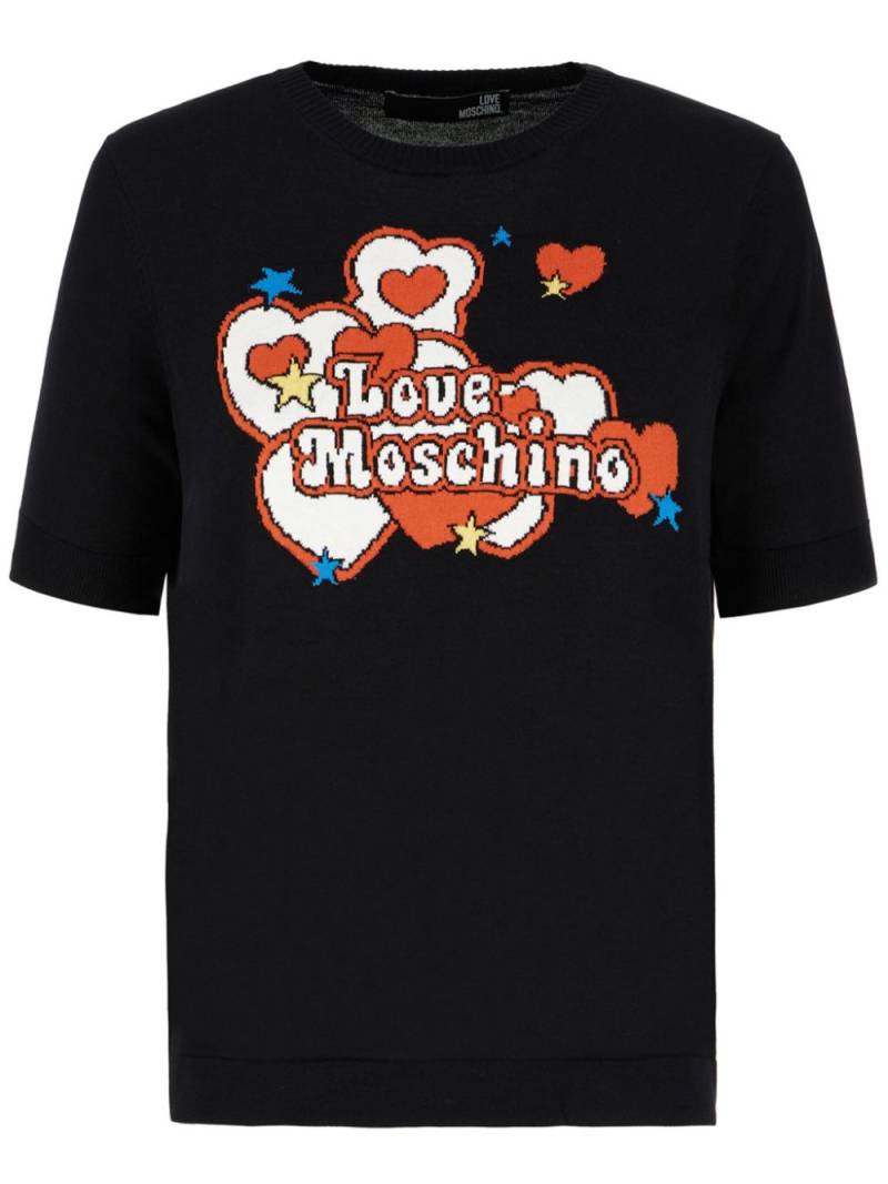 Love Moschino intarsia knit-logo T-shirt - Black von Love Moschino