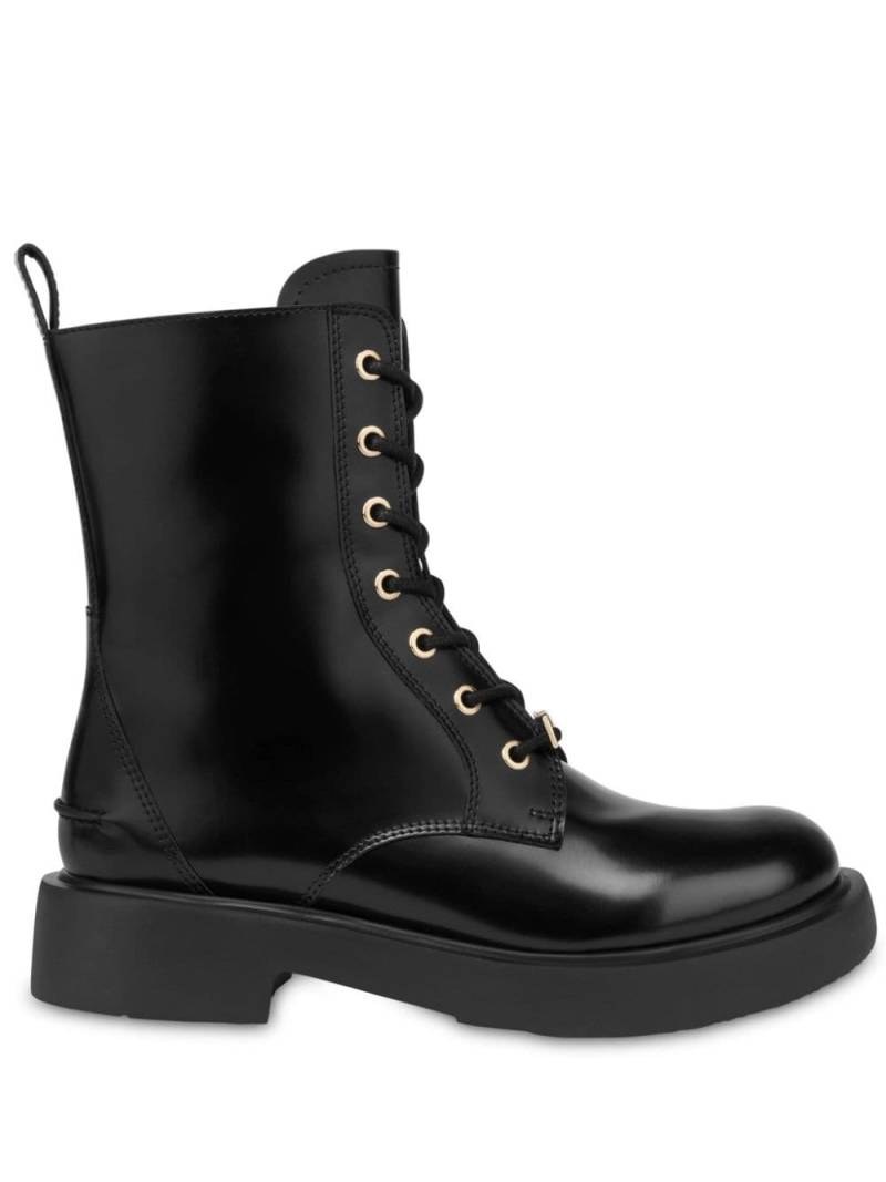 Love Moschino lace up leather boots - Black von Love Moschino