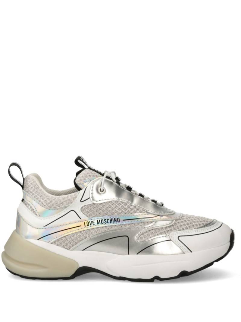 Love Moschino lace up leather trainers - Grey von Love Moschino