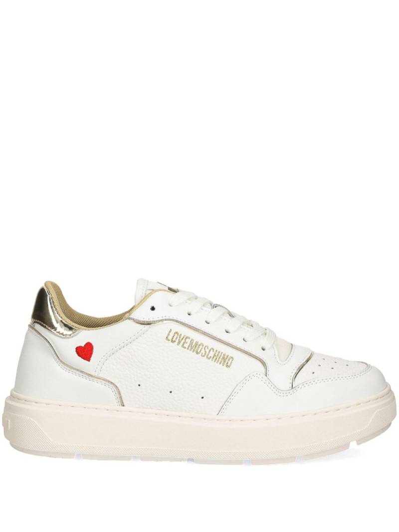 Love Moschino lace up leather trainers - White von Love Moschino