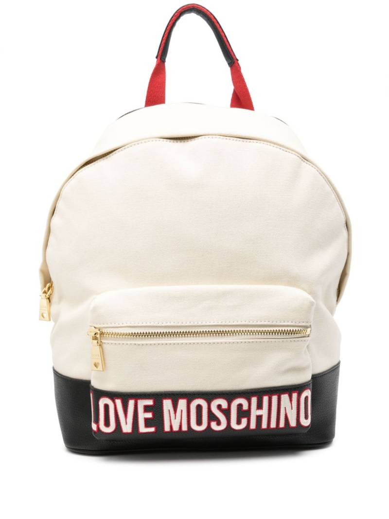 Love Moschino logo-embroidered backpack - Neutrals von Love Moschino