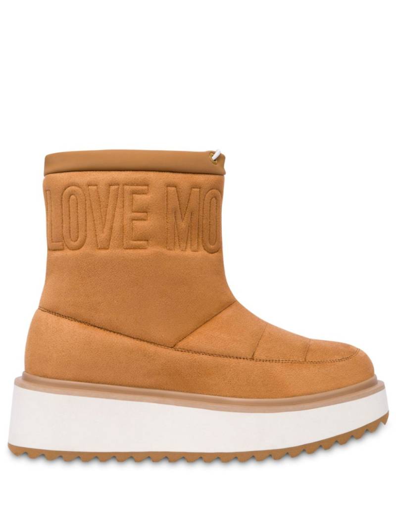 Love Moschino logo-embroidered flatform boots - Brown von Love Moschino