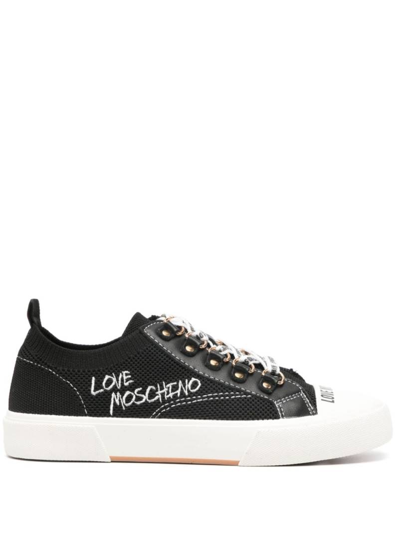 Love Moschino logo-embroidered knitted sneakers - Black von Love Moschino