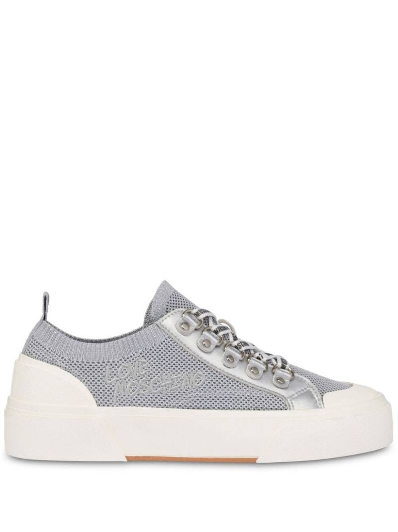 Love Moschino logo-embroidered mesh sneakers - Grey von Love Moschino