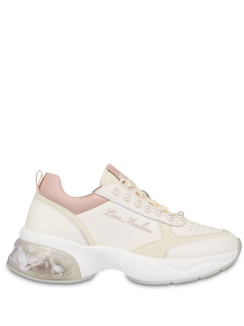 Love Moschino logo-embroidered panelled sneakers - Neutrals von Love Moschino