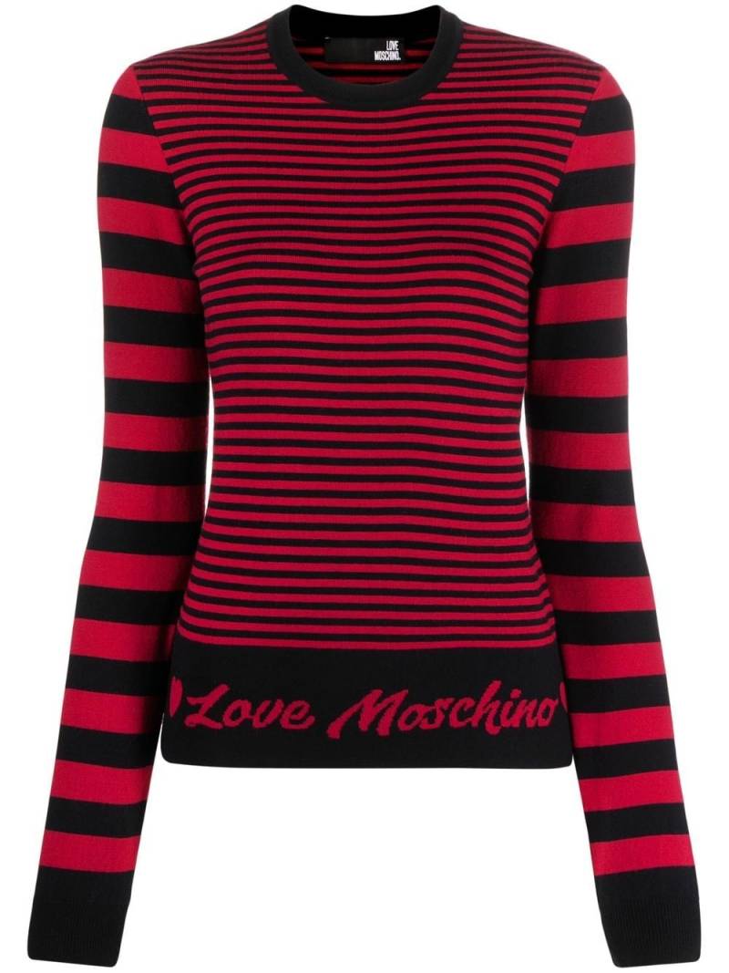 Love Moschino intarsia-logo striped jumper - Pink von Love Moschino