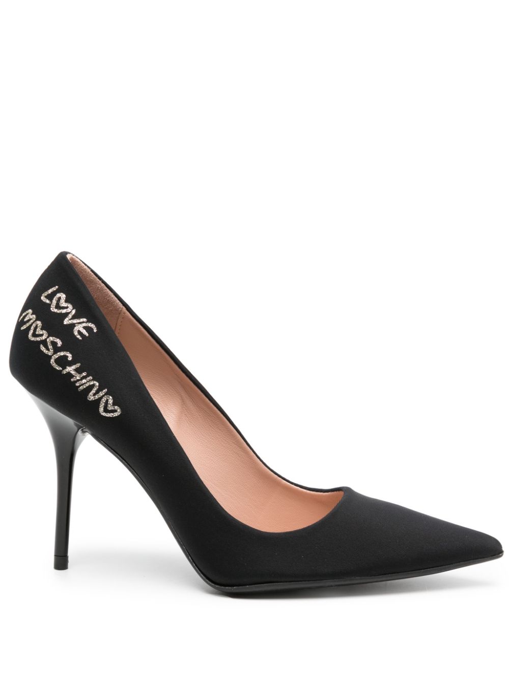 Love Moschino logo-lettering 100mm textured pumps - Black von Love Moschino