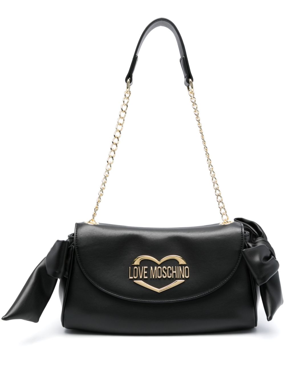 Love Moschino logo-lettering bow shoulder bag - Black von Love Moschino