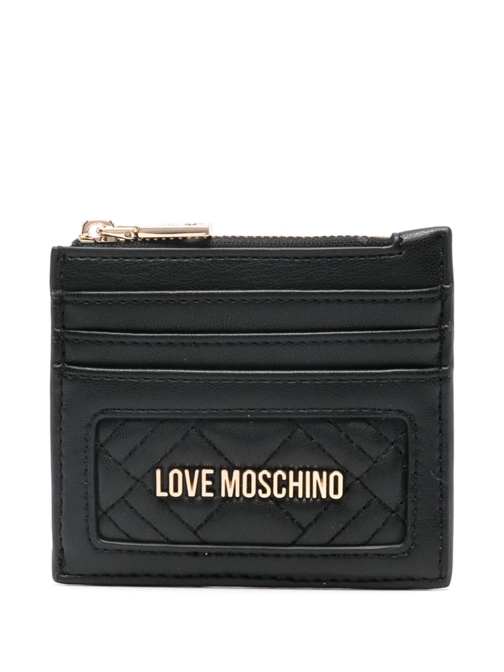 Love Moschino logo-lettering card holder - Black von Love Moschino