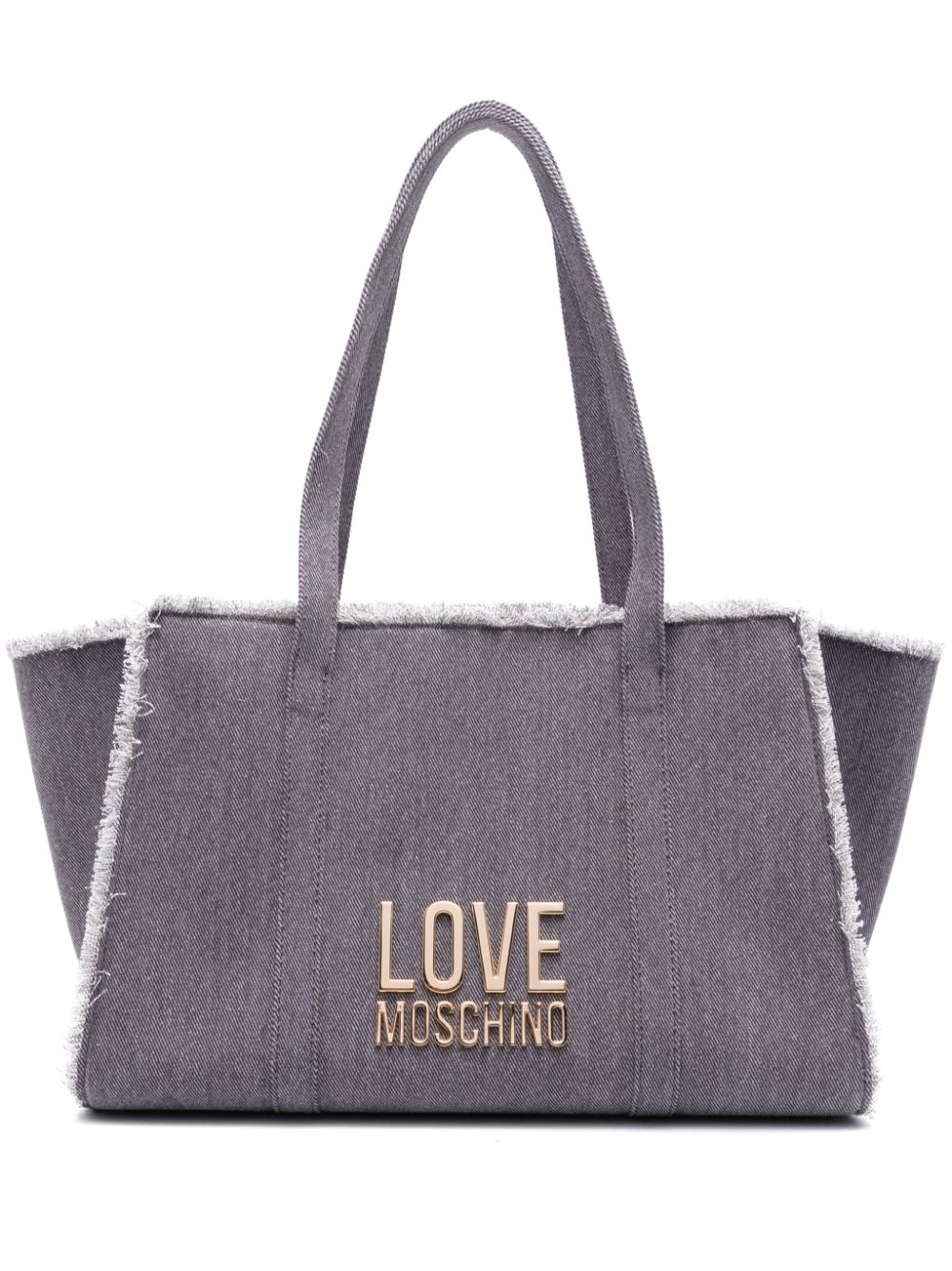 Love Moschino logo-lettering denim shoulder bag - Blue von Love Moschino