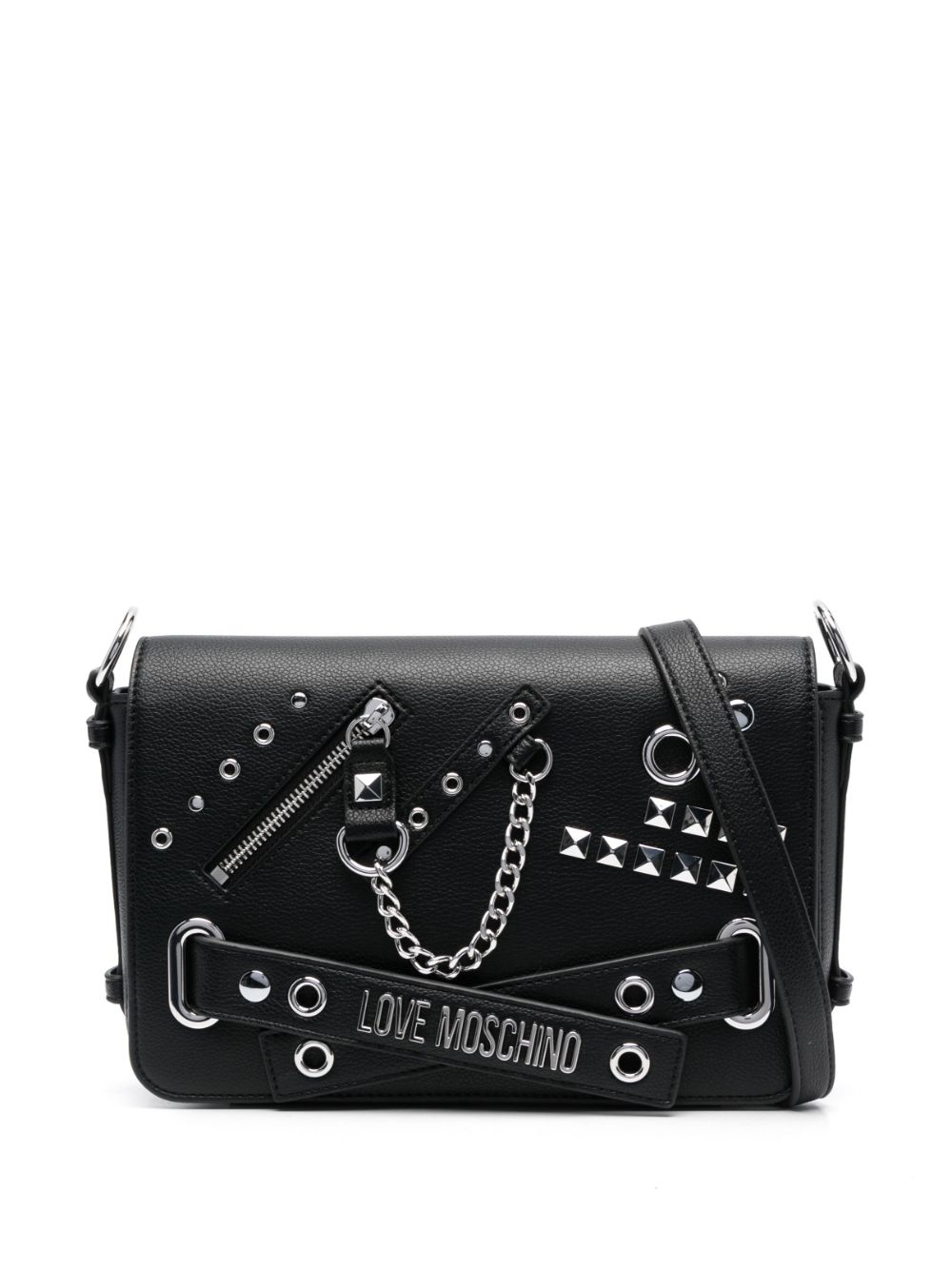 Love Moschino logo-lettering embellished shoulder bag - Black von Love Moschino