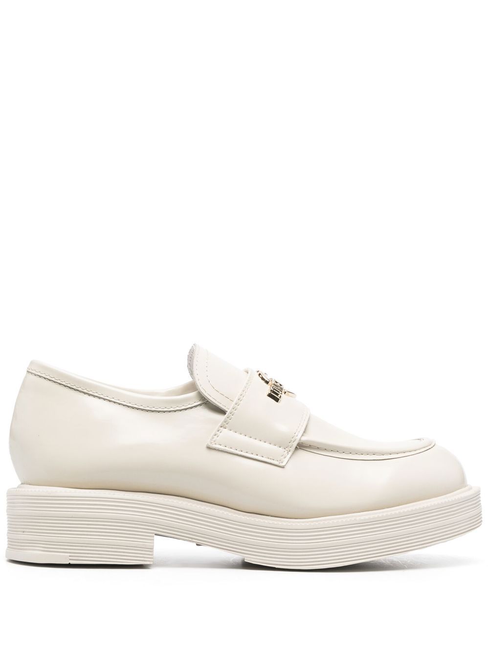 Love Moschino logo-plaque leather loafers - Neutrals von Love Moschino