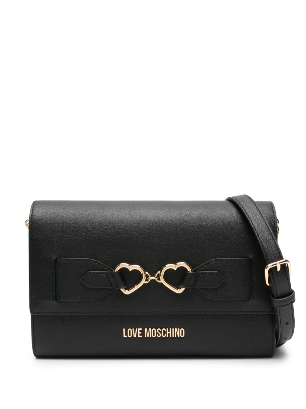 Love Moschino logo-plaque leather shoulder bag - Black von Love Moschino