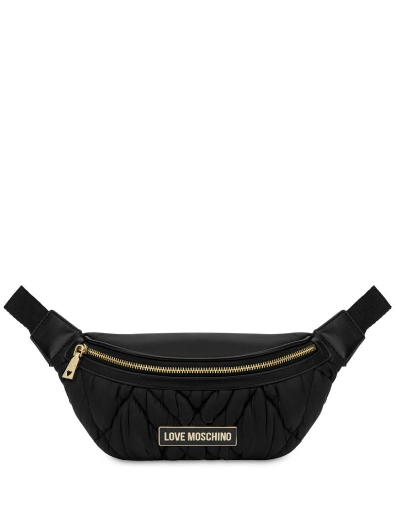 Love Moschino logo-plaque padded belt bag - Black von Love Moschino