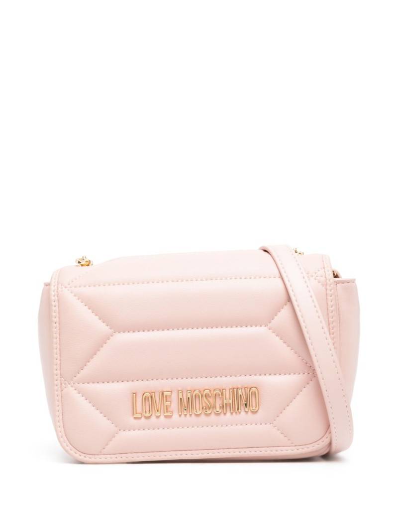 Love Moschino logo-plaque quilted cross-body bag - Pink von Love Moschino