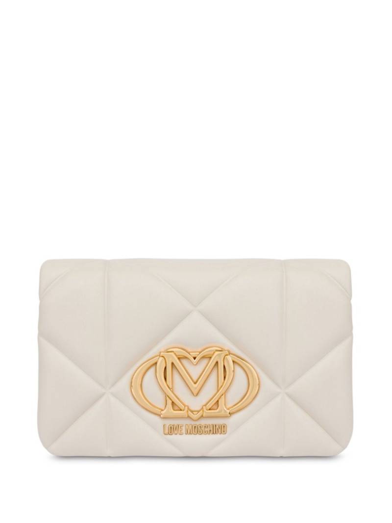 Love Moschino logo-plaque quilted cross body bag - White von Love Moschino