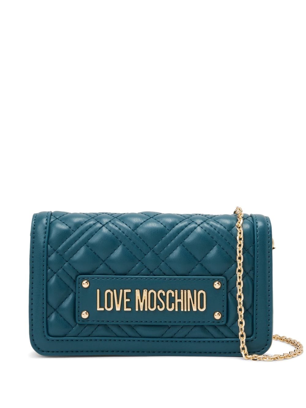 Love Moschino logo-plaque quilted crossbody bag - Blue von Love Moschino