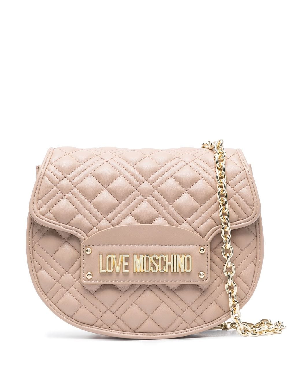 Love Moschino logo-plaque quilted satchel bag - Neutrals von Love Moschino