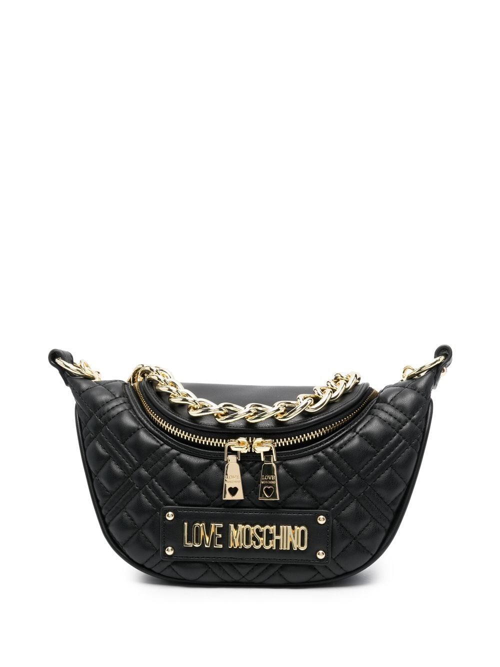 Love Moschino logo-plaque quilted shoulder bag - Black von Love Moschino