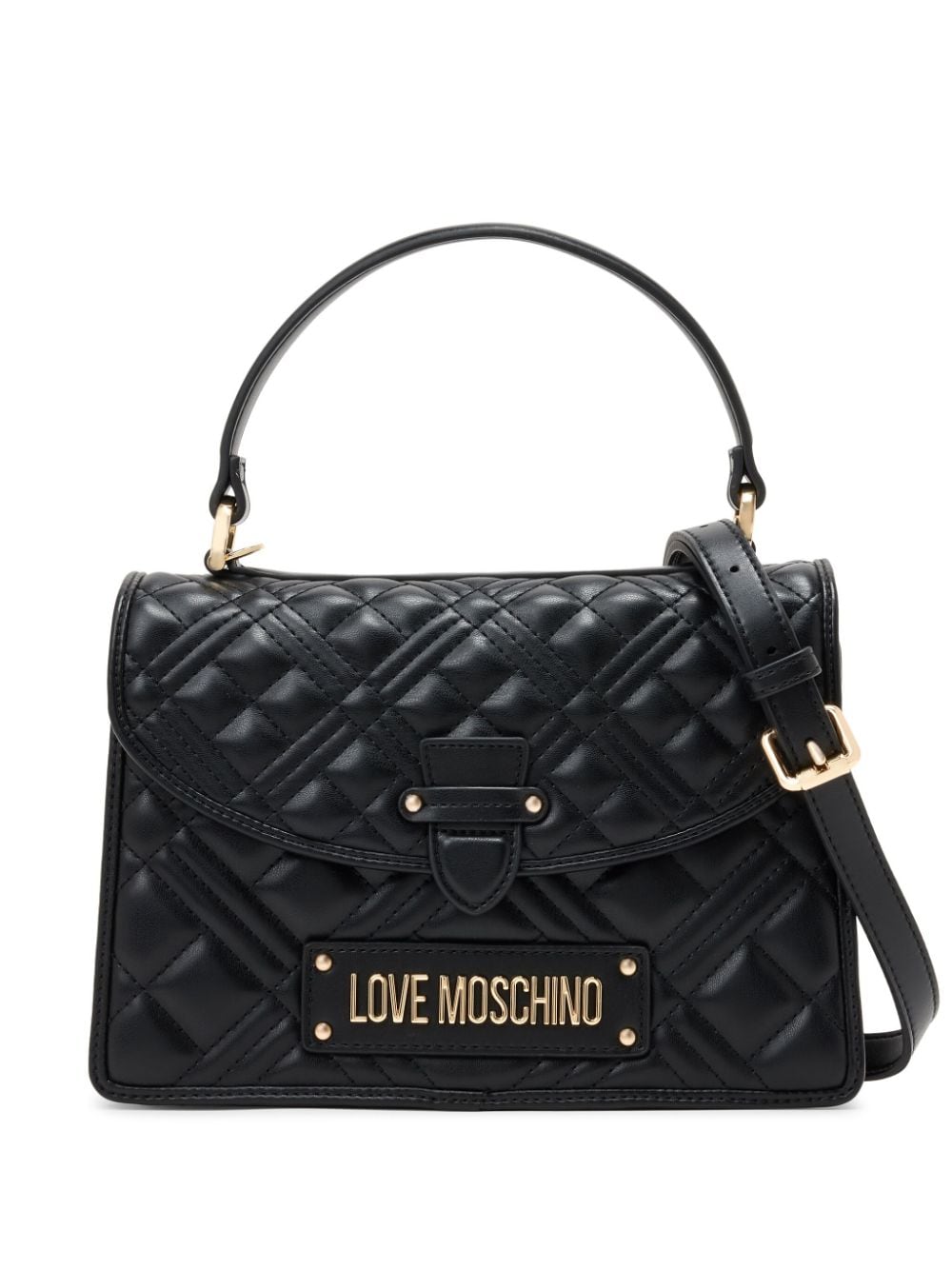 Love Moschino logo-plaque quilted tote bag - Black von Love Moschino