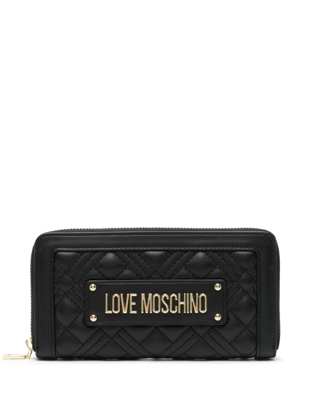 Love Moschino logo-plaque quilted wallet - Black von Love Moschino