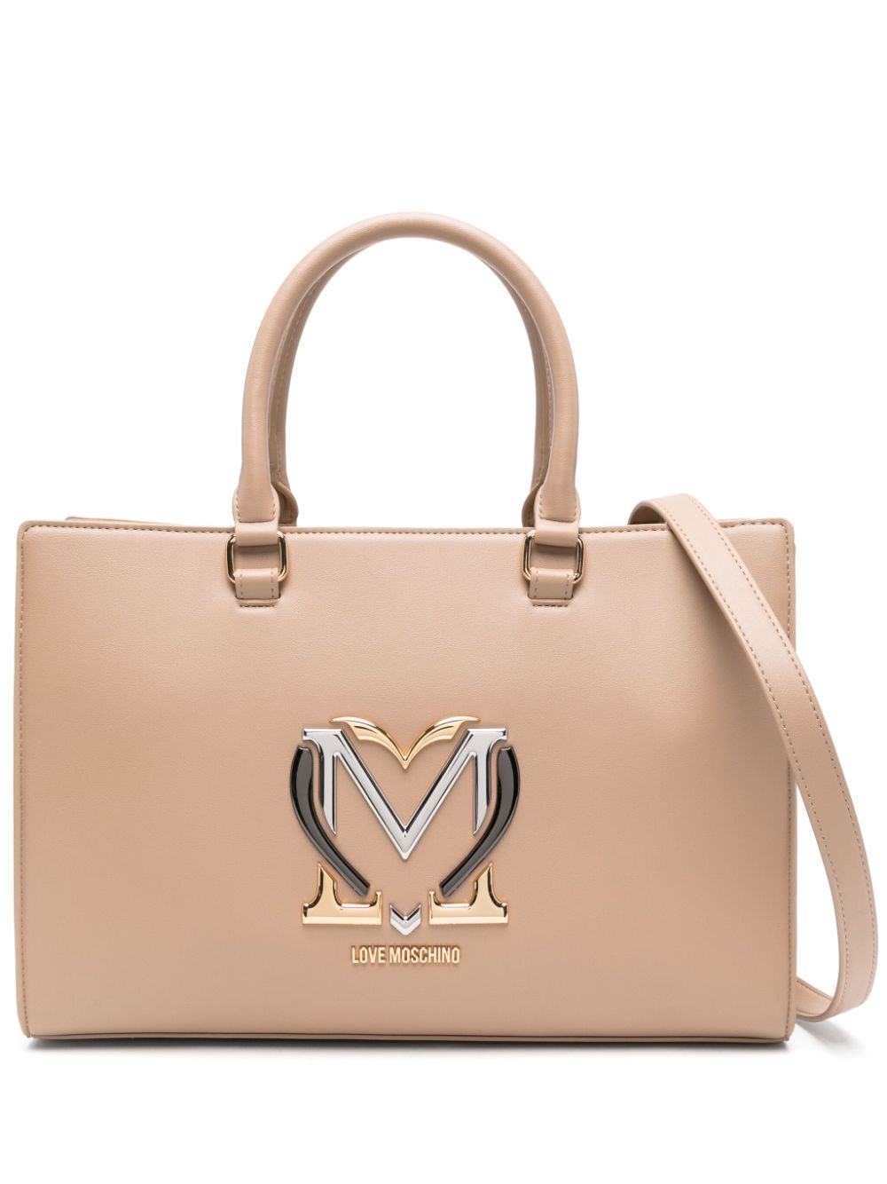 Love Moschino logo-plaque shoulder bag - Neutrals von Love Moschino