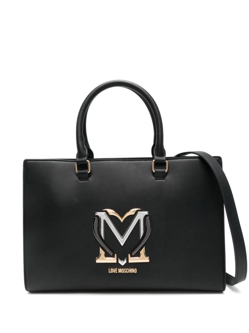 Love Moschino logo-plaque tote bag - Black von Love Moschino