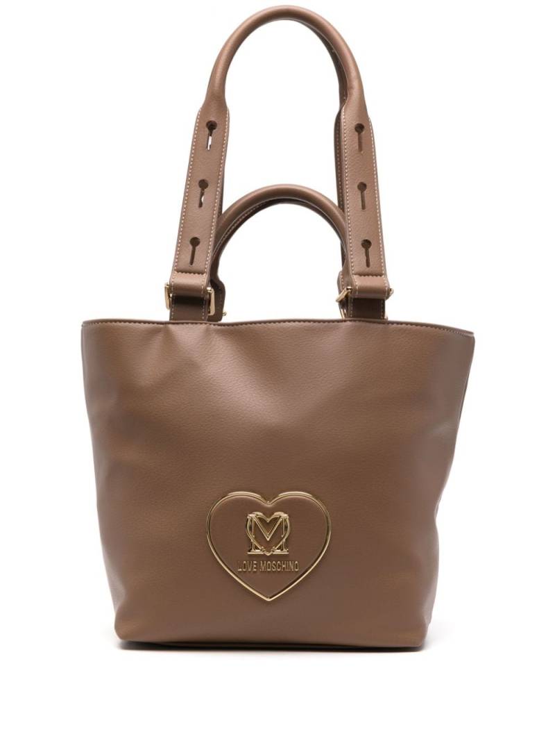 Love Moschino logo-plaque tote bag - Neutrals von Love Moschino