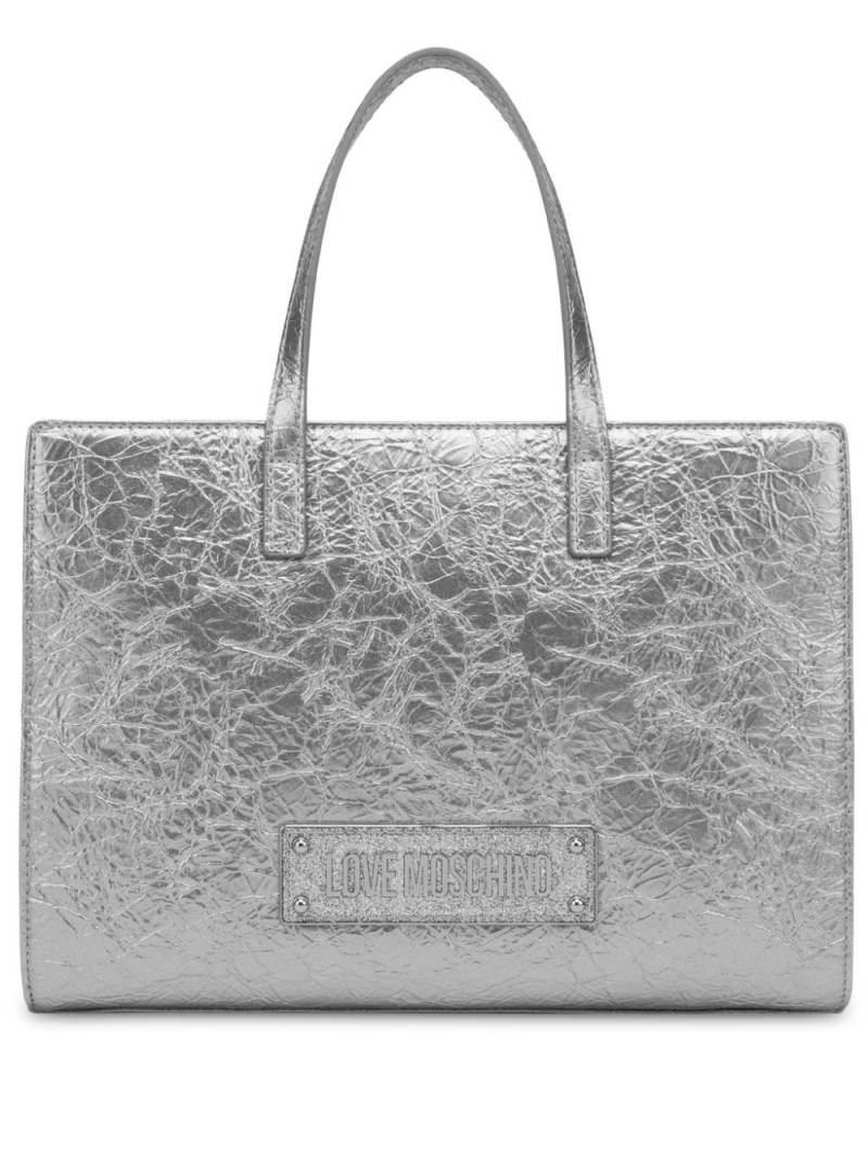 Love Moschino logo-plaque tote bag - Silver von Love Moschino