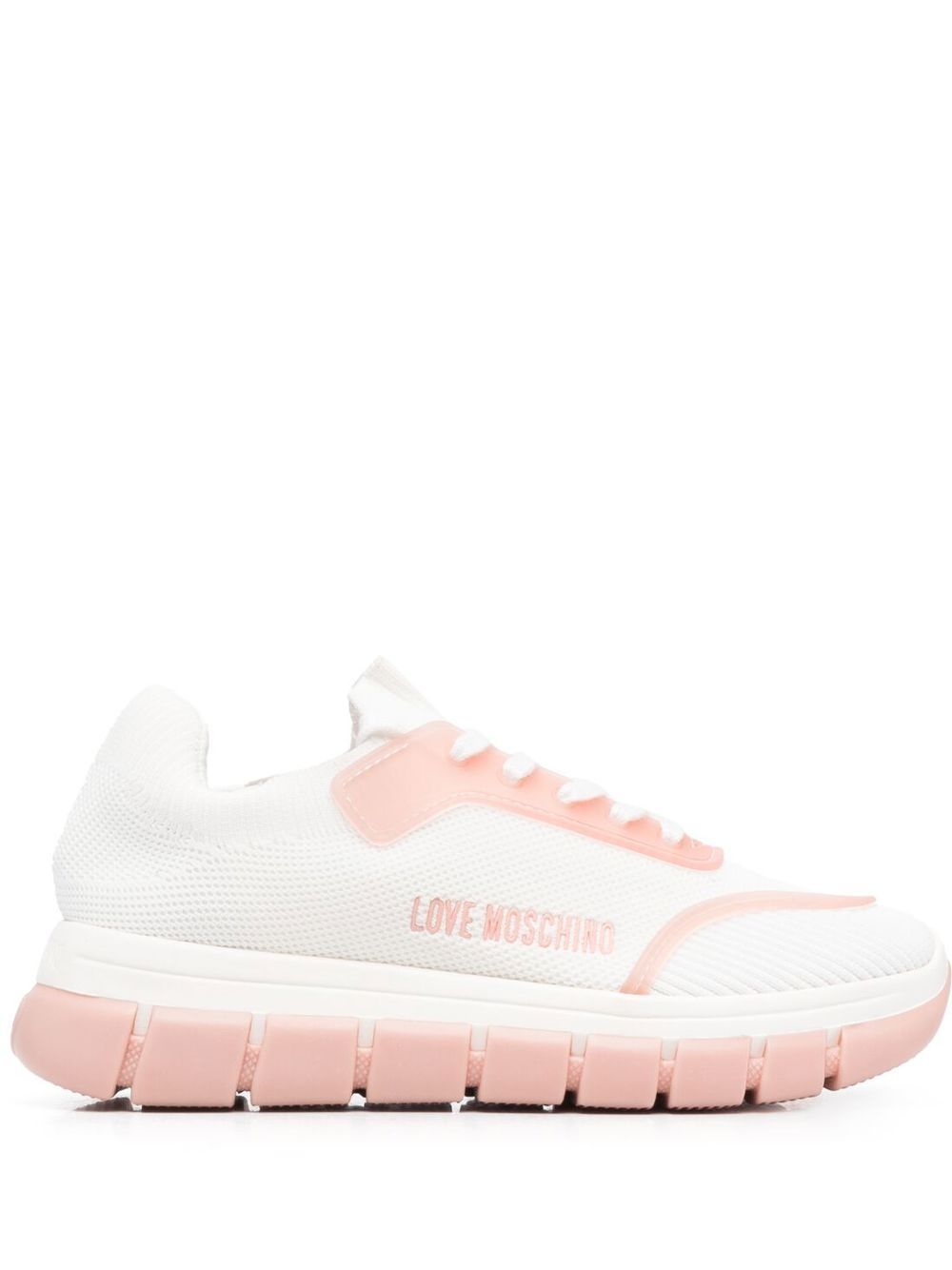 Love Moschino logo-print lace-up sneakers - White von Love Moschino