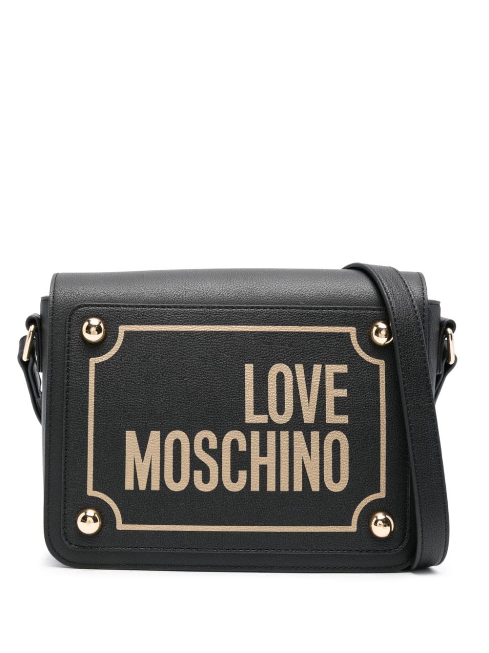 Love Moschino logo-print leather cross body bag - Black von Love Moschino