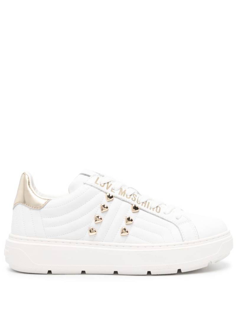 Love Moschino logo-print leather sneakers - White von Love Moschino