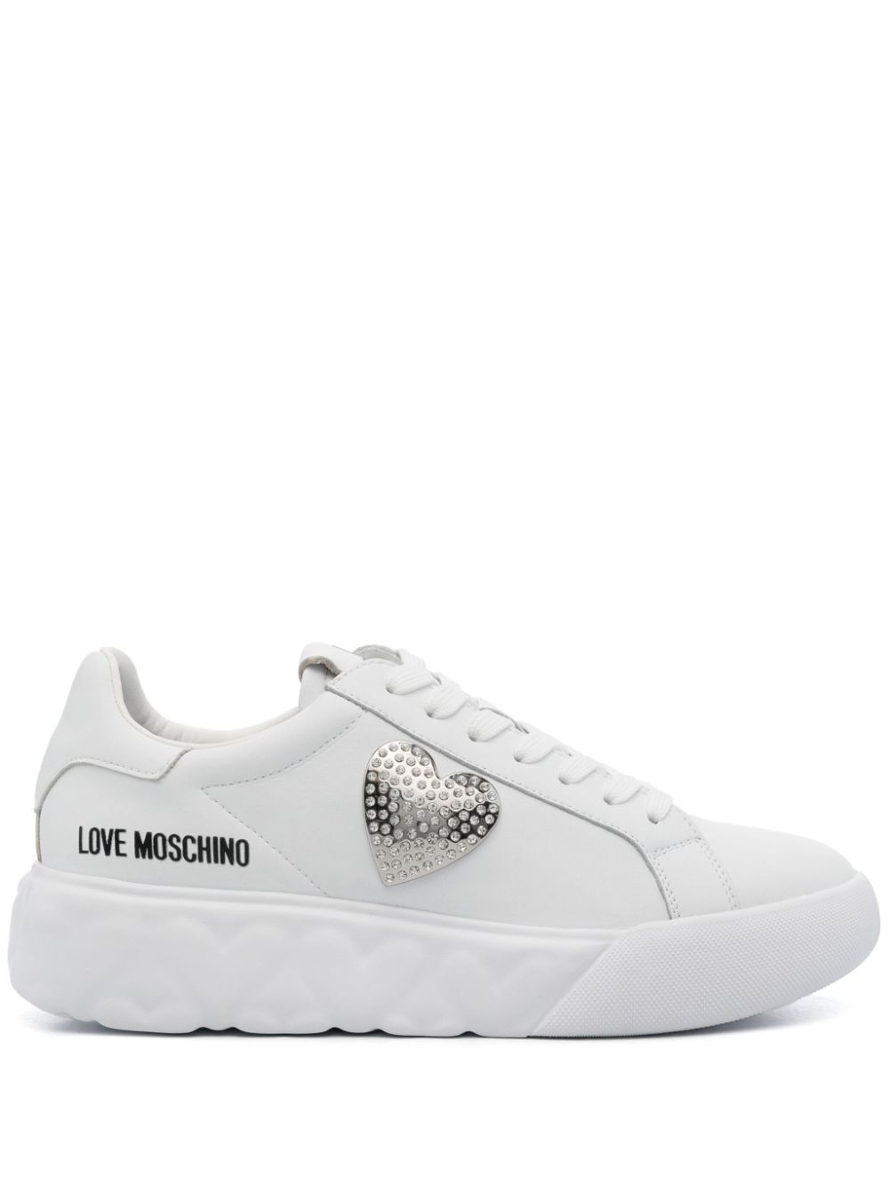 Love Moschino logo-print leather sneakers - White von Love Moschino