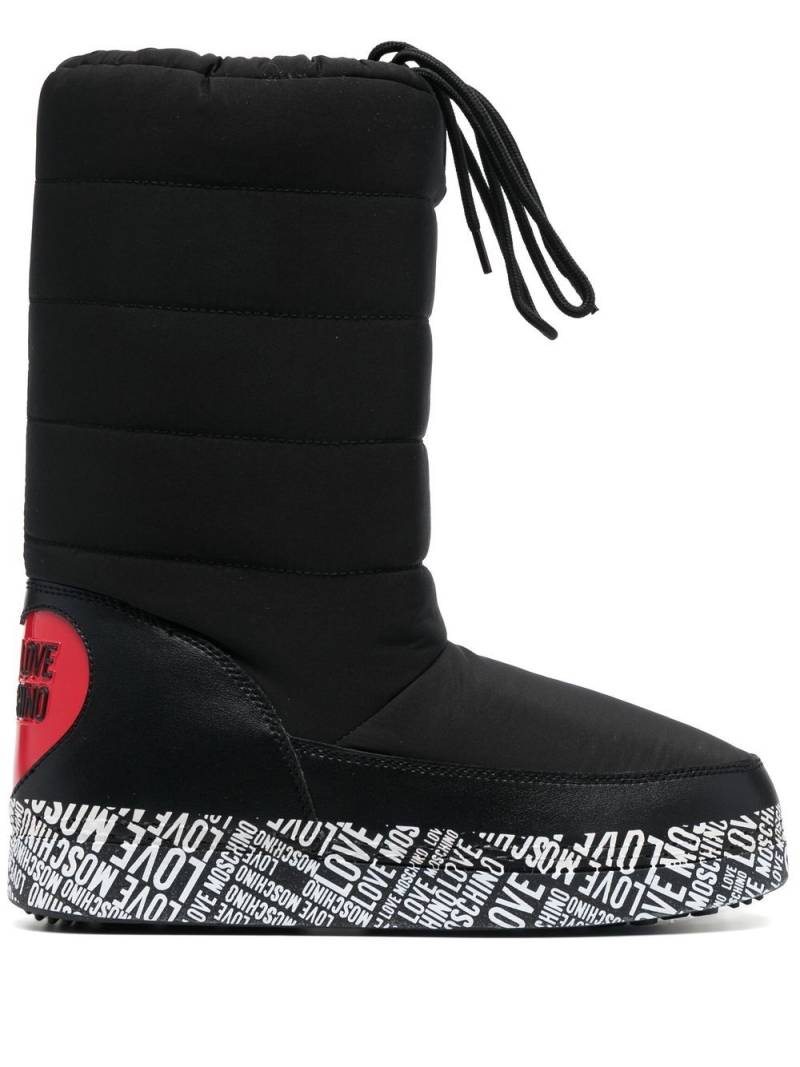 Love Moschino logo-print quilt-detail boots - Black von Love Moschino