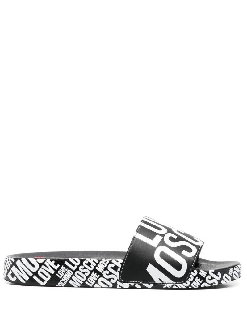 Love Moschino logo-print slides - Black von Love Moschino