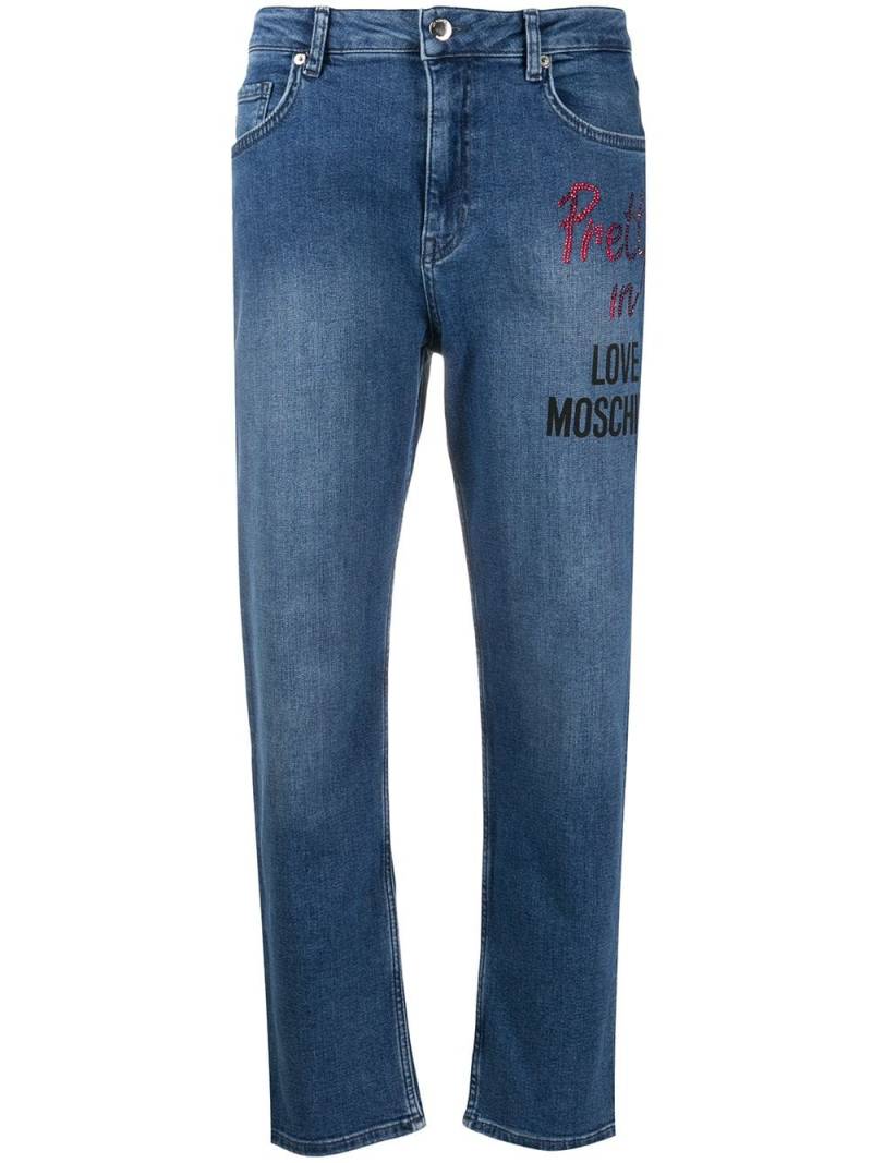 Love Moschino logo print straight-leg jeans - Blue von Love Moschino