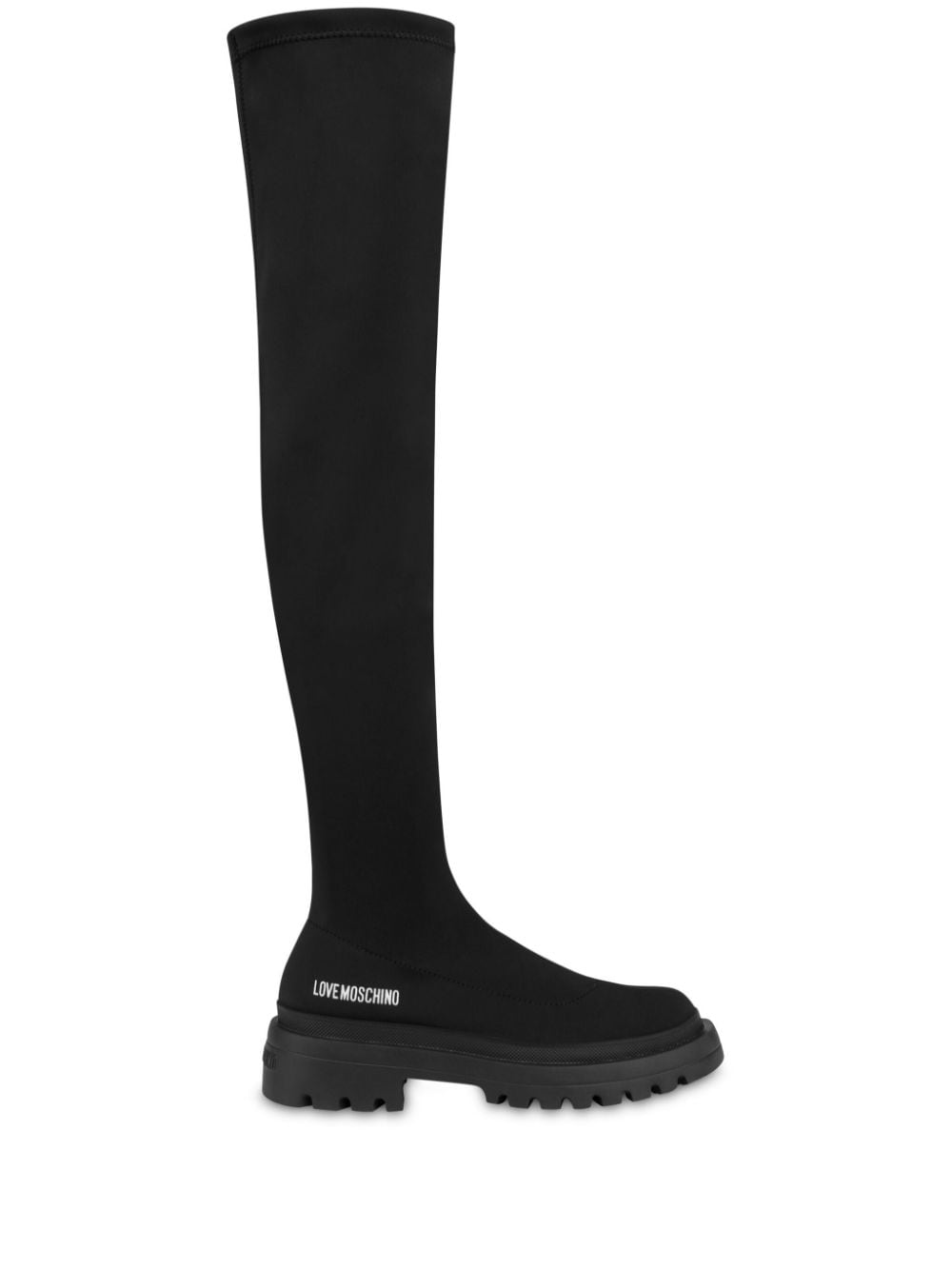 Love Moschino logo-print thigh-high boots - Black von Love Moschino