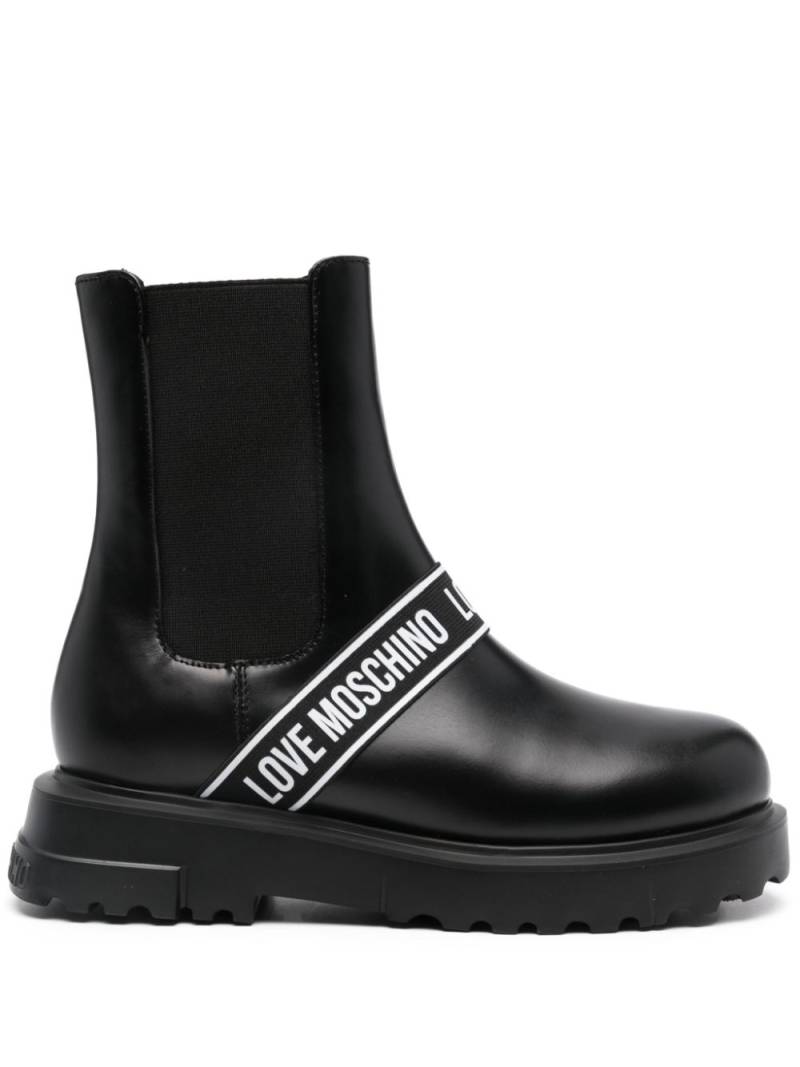 Love Moschino logo-tape boots - Black von Love Moschino