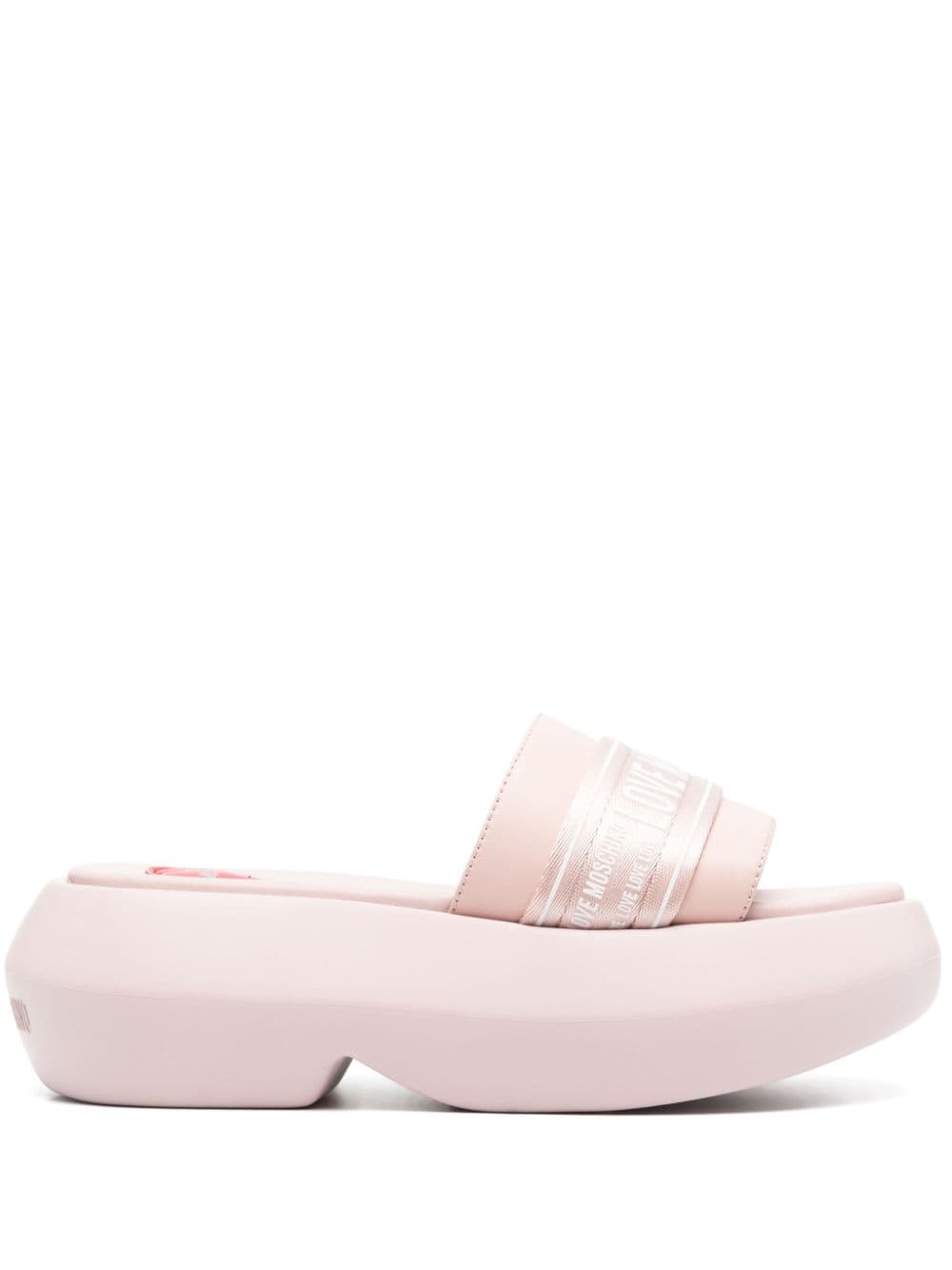 Love Moschino logo-tape platform slides - Pink von Love Moschino