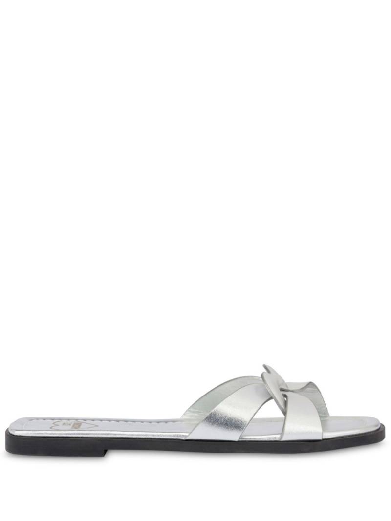 Love Moschino metallic-leather slides - Silver von Love Moschino