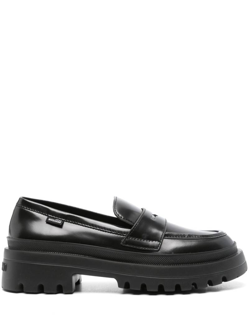 Love Moschino penny slot leather loafers - Black von Love Moschino