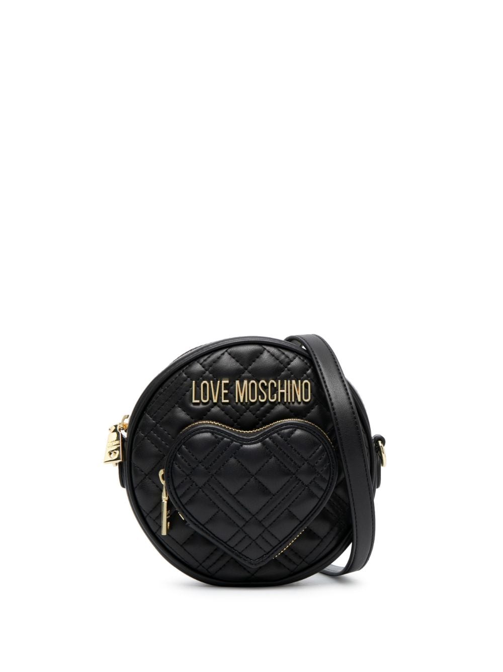 Love Moschino quilted round-shape mini cross-body bag - Black von Love Moschino