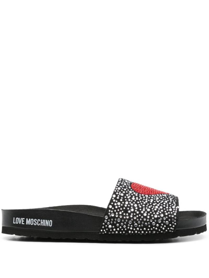 Love Moschino rhinestone-embellished slides - Black von Love Moschino