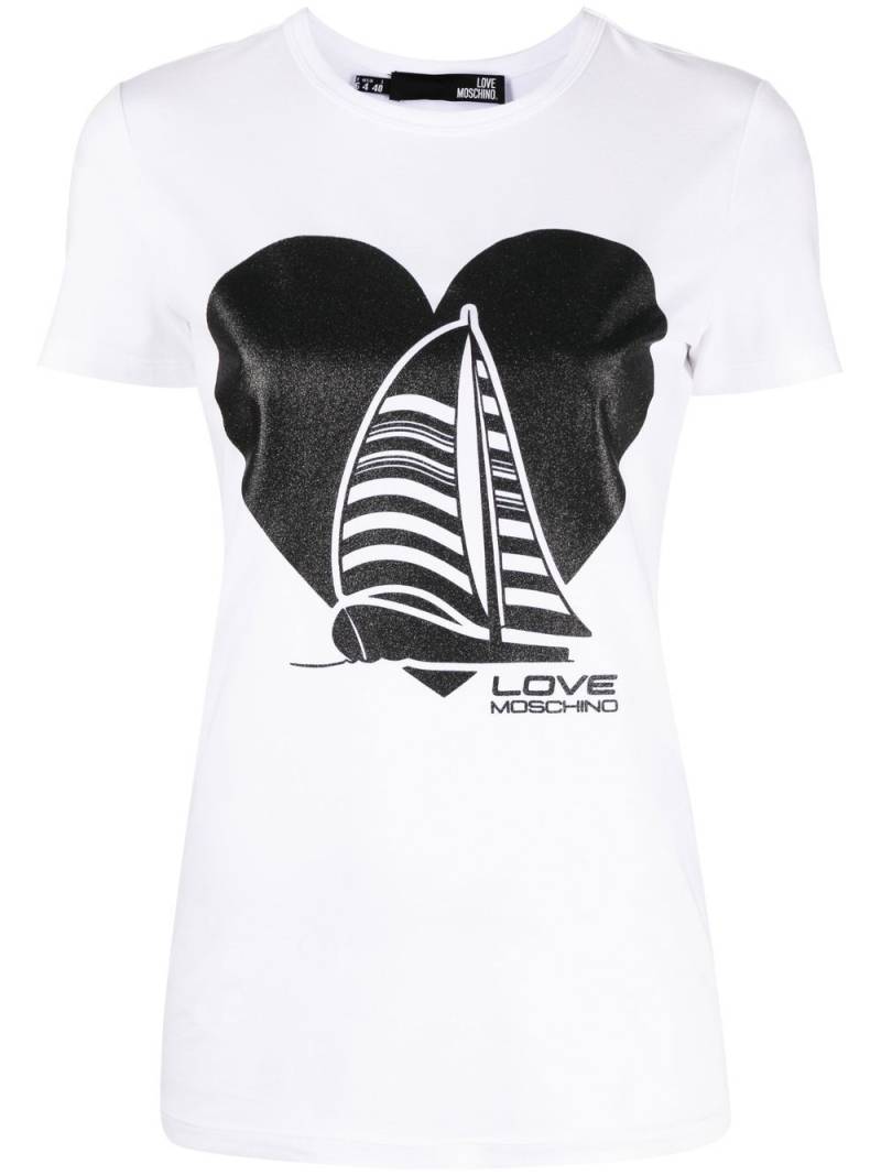 Love Moschino sailing logo-print T-shirt - White von Love Moschino