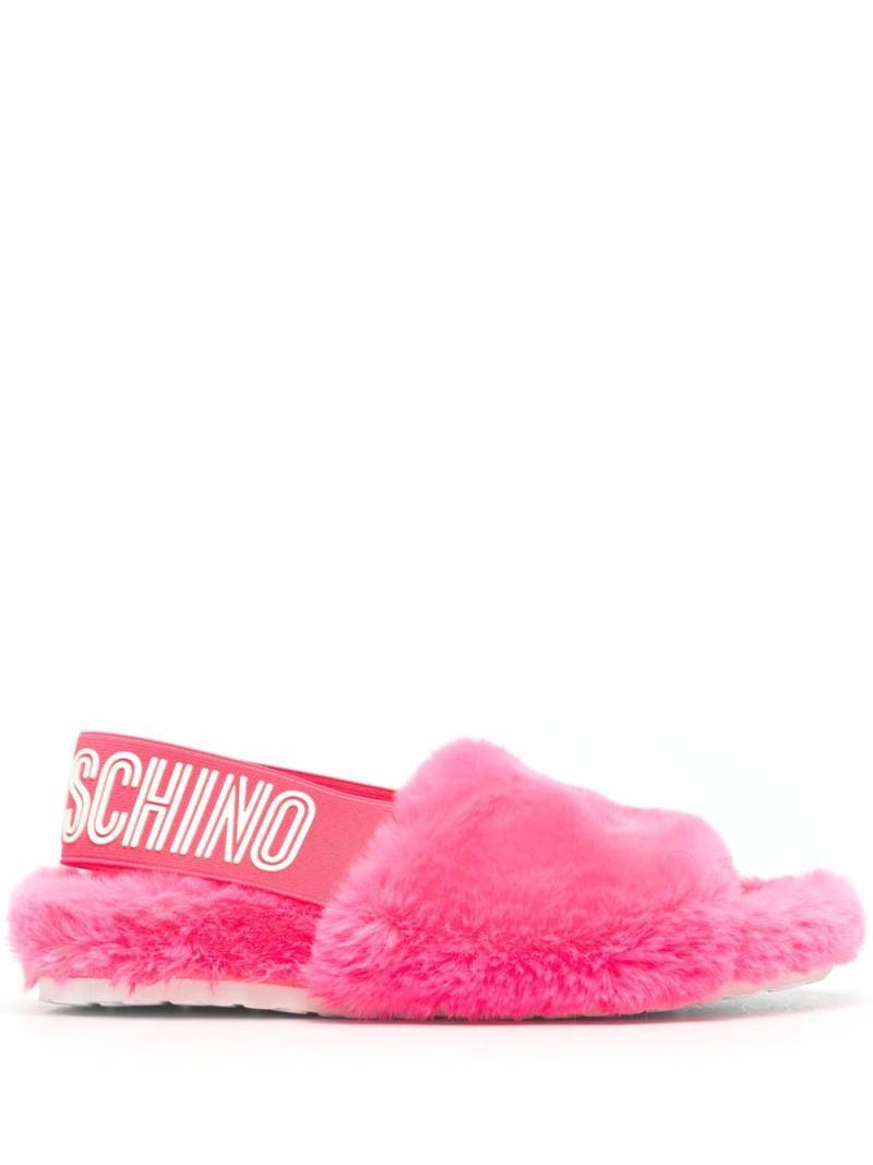 Love Moschino shearling-effect open toe sandals - Pink von Love Moschino